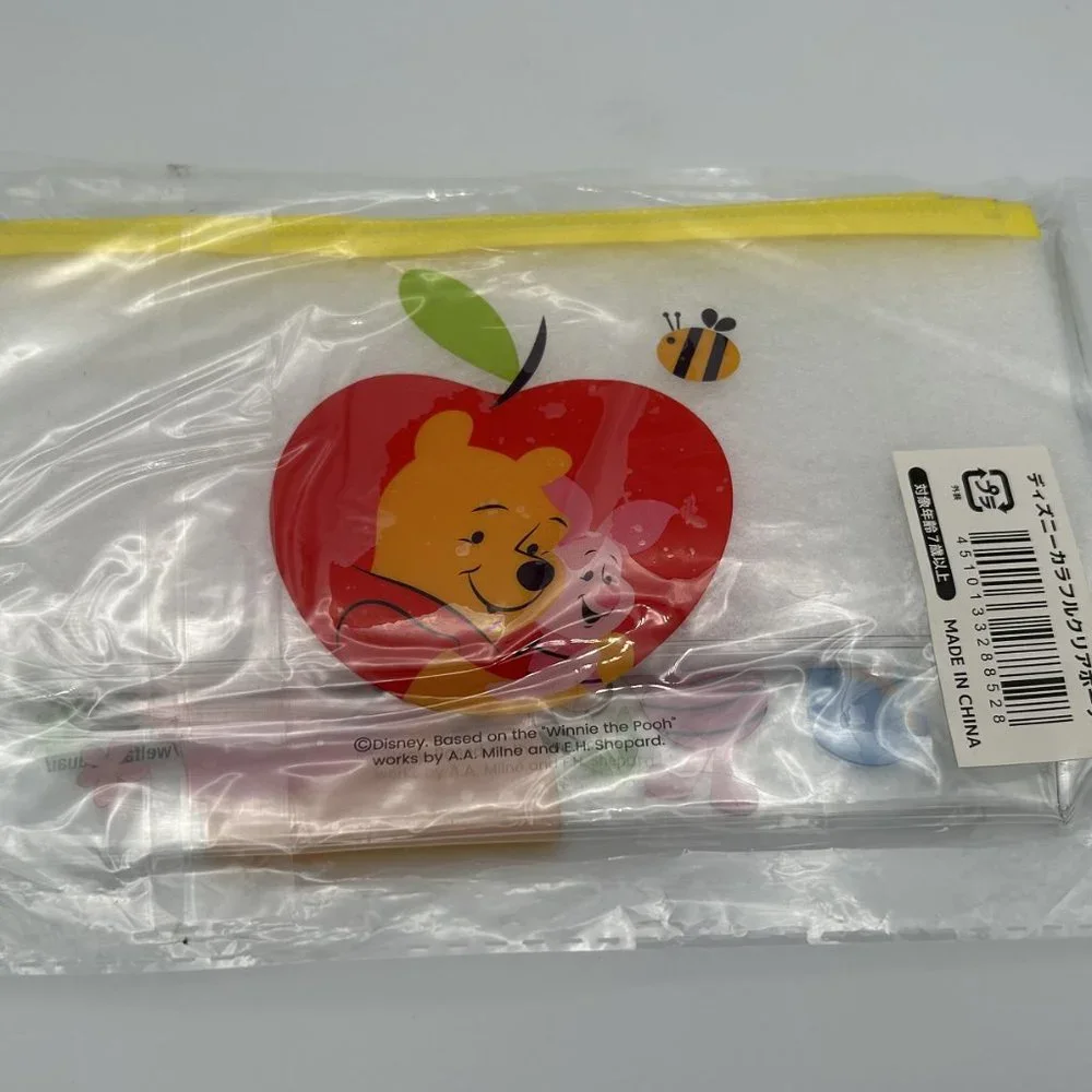 Disney Winnie the Pooh Pencil Pen Stationery Transparent Case Pouch New Sealed